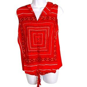 Apt. 9 Tank Top Blouse Y2K Sleeveless Medium Red Bohemian Boho LIGHTWEIGHT NWT